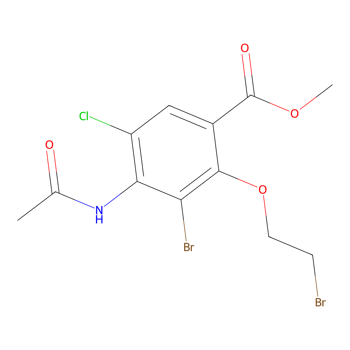 Benzoic acid, 4-(acetylamino)-3-bromo-2-(2-bromoethoxy)-5-chloro-, methyl ester molecular structure, CAS 748788-39-8