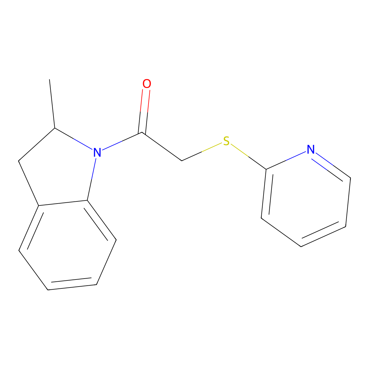 1-(2-methyl-2,3-dihydro-1H-indol-1-yl)-2-(pyridin-2-ylsulfanyl)ethanone molecular structure, CAS 748789-72-2