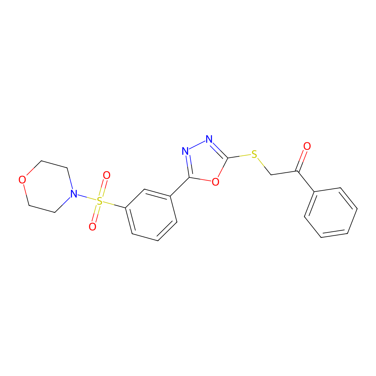 2-({5-[3-(Morpholine-4-sulfonyl)phenyl]-1,3,4-oxadiazol-2-yl}sulfanyl)-1-phenylethan-1-one molecular structure, CAS 748790-76-3