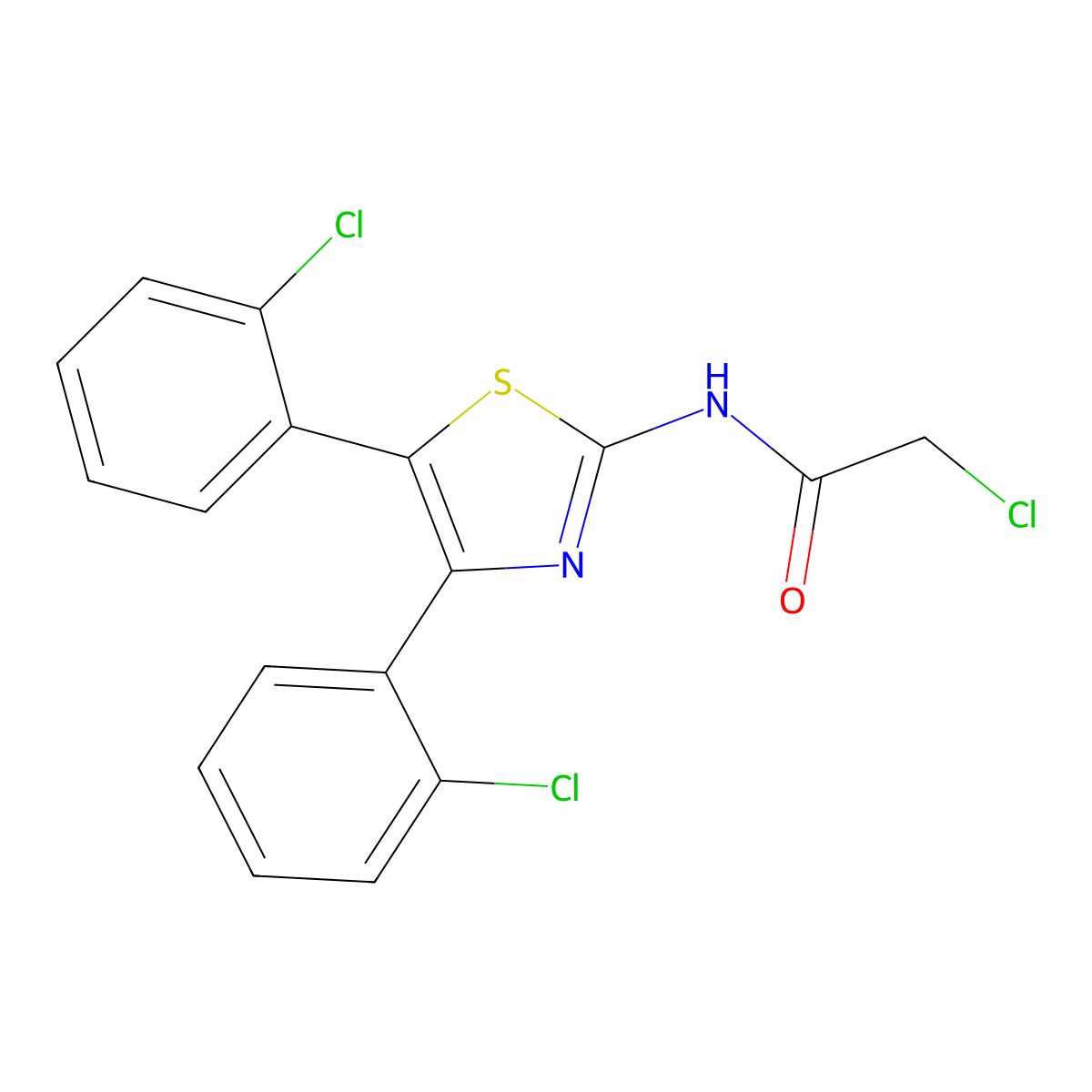 N-[4,5-Bis-(2-chloro-phenyl)-thiazol-2-yl]-2-chloro-acetamide molecular structure, CAS 748792-97-4