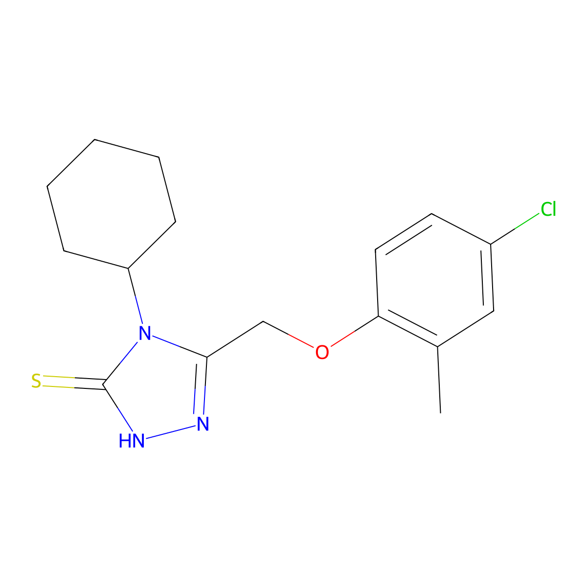 5-(4-chloro-2-methylphenoxymethyl)-4-cyclohexyl-4H-1,2,4-triazole-3-thiol molecular structure, CAS 748793-45-5