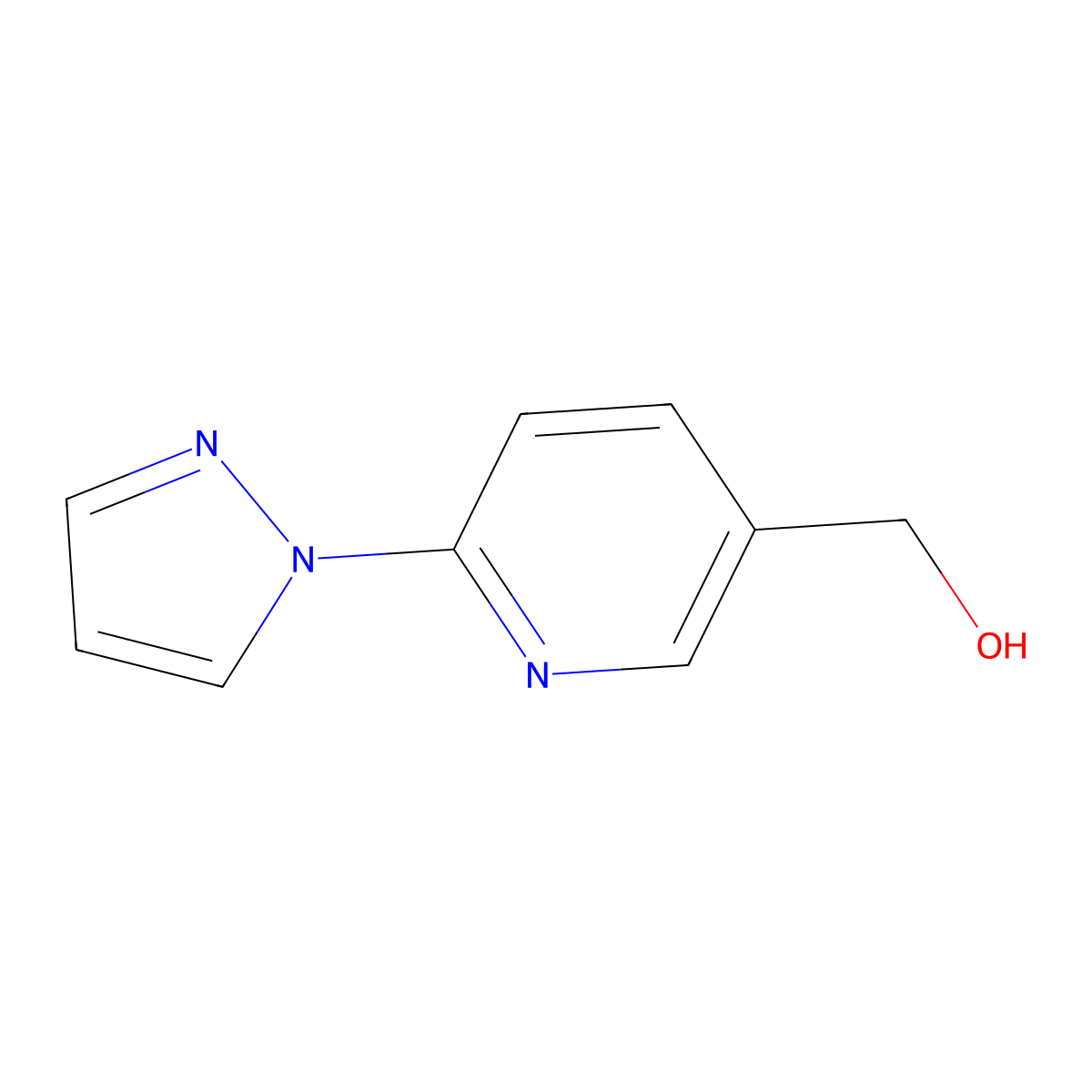(6-(1H-pyrazol-1-yl)pyridin-3-yl)methanol molecular structure, CAS 748796-38-5
