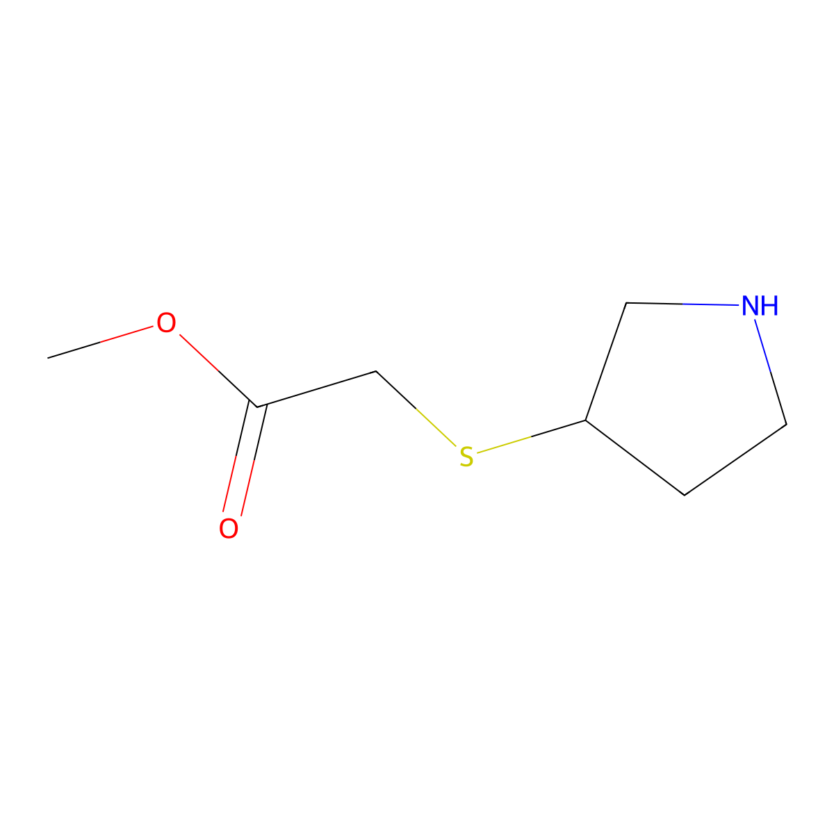 Methyl (pyrrolidin-3-ylthio)acetate molecular structure, CAS 748797-12-8