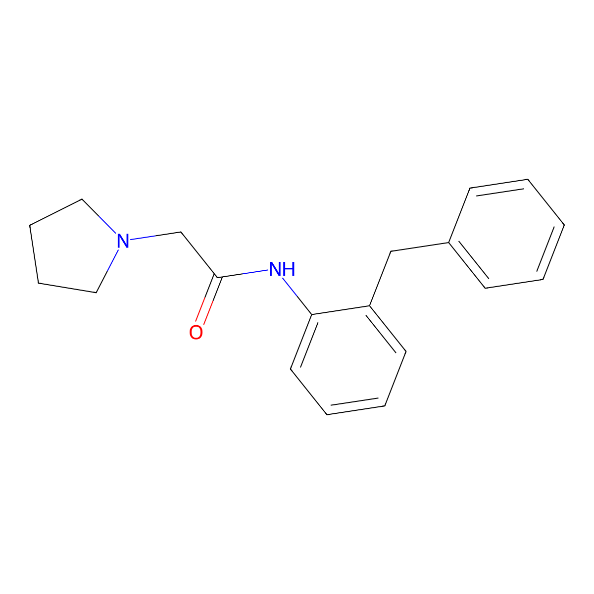 N-(2-benzylphenyl)-2-(pyrrolidin-1-yl)acetamide molecular structure, CAS 748798-97-2