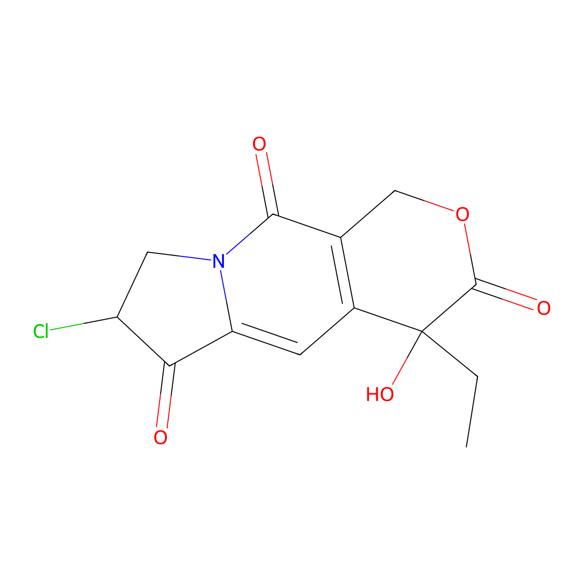 (4S)-7-chloro-4-ethyl-4-hydroxy-7,8-dihydro-1H-pyrano[3,4-f]indolizine-3,6,10(4H)-trione molecular structure, CAS 748799-31-7