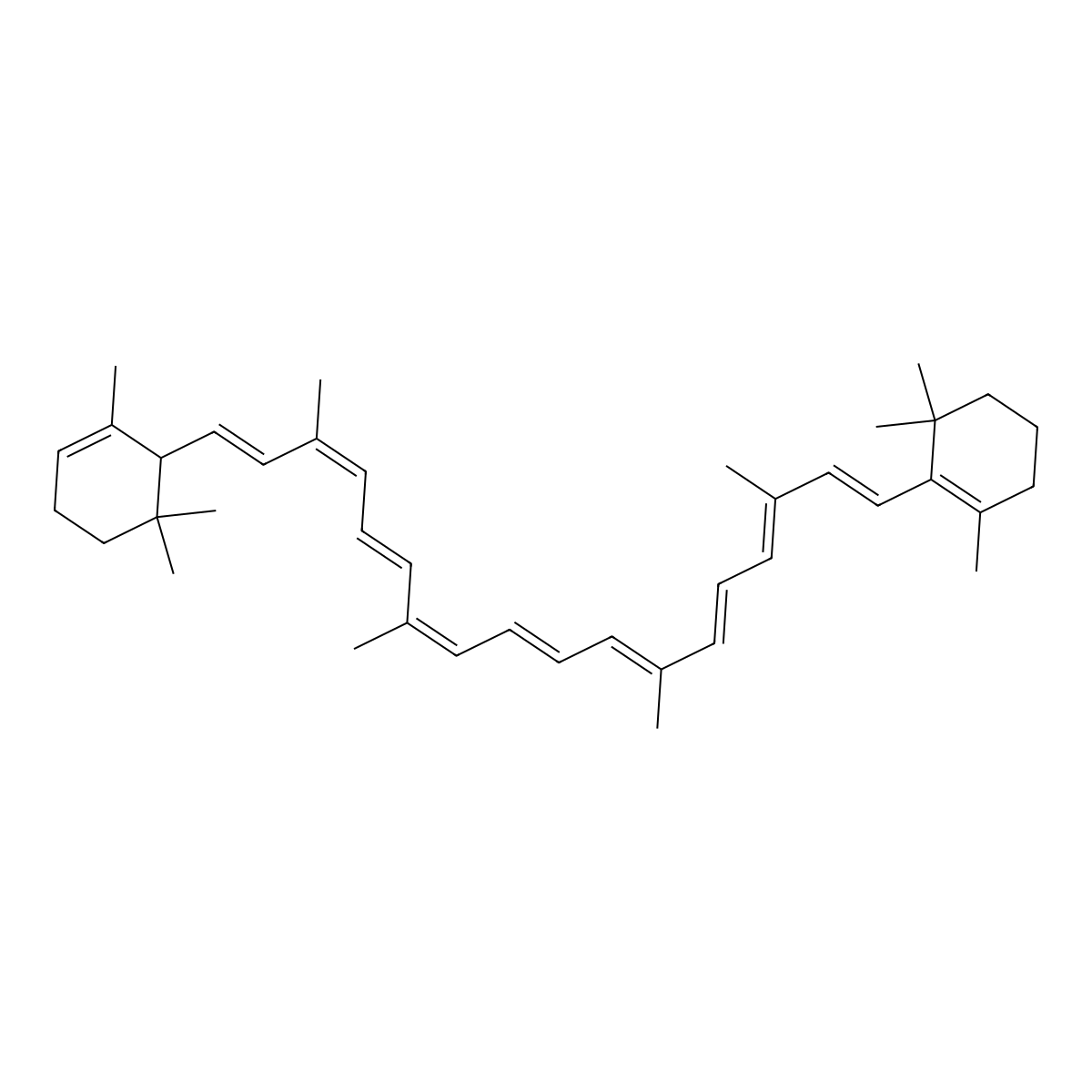 Alpha-Carotene molecular structure, CAS 7488-99-5
