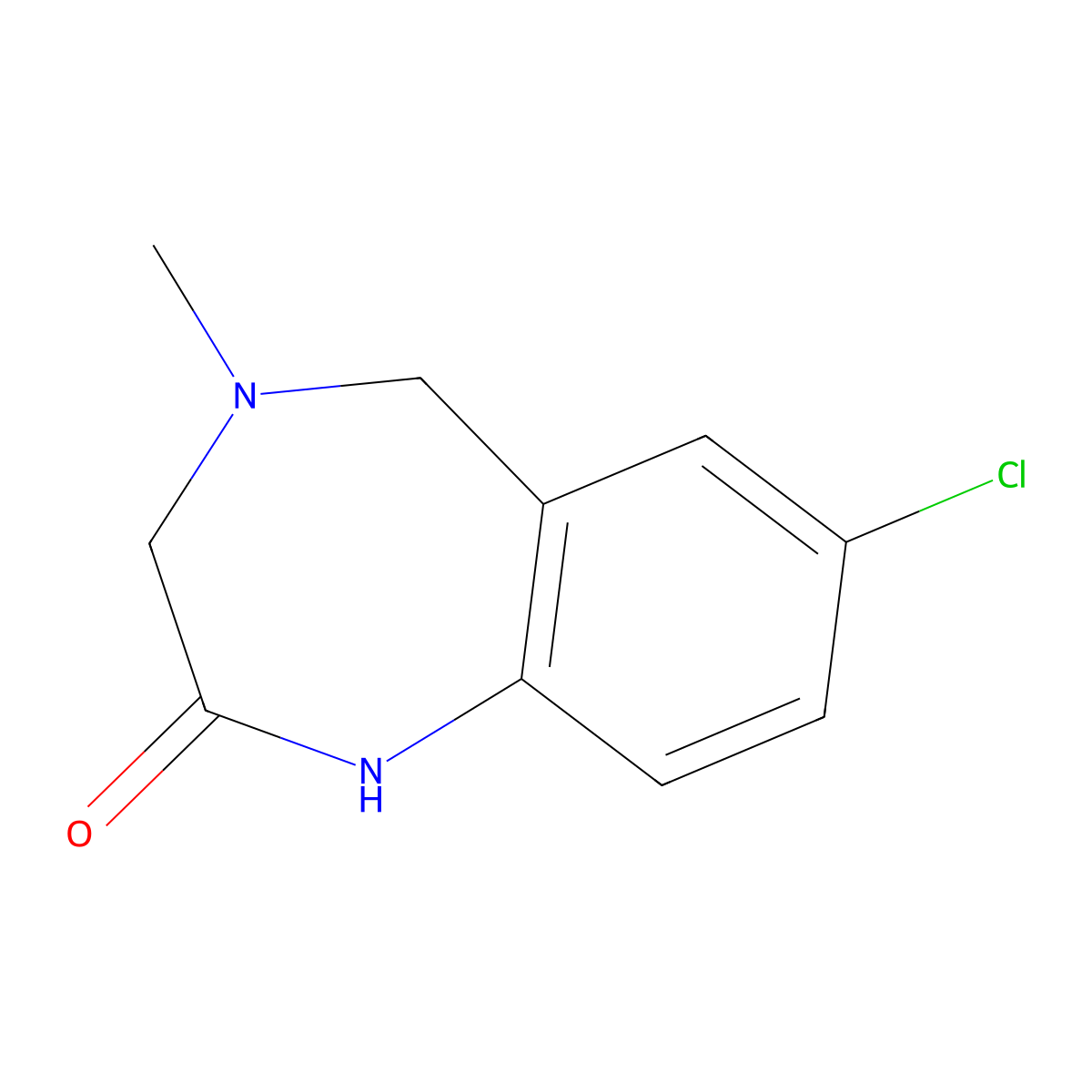 7-chloro-4-methyl-3,5-dihydro-1H-1,4-benzodiazepin-2-one molecular structure, CAS 748806-32-8