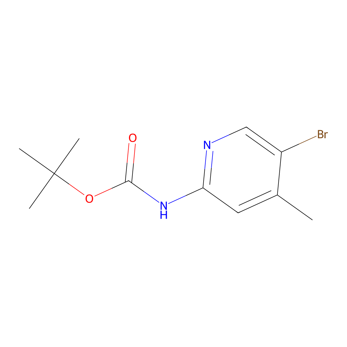 Tert-butyl 5-bromo-4-methylpyridin-2-ylcarbamate molecular structure, CAS 748812-64-8