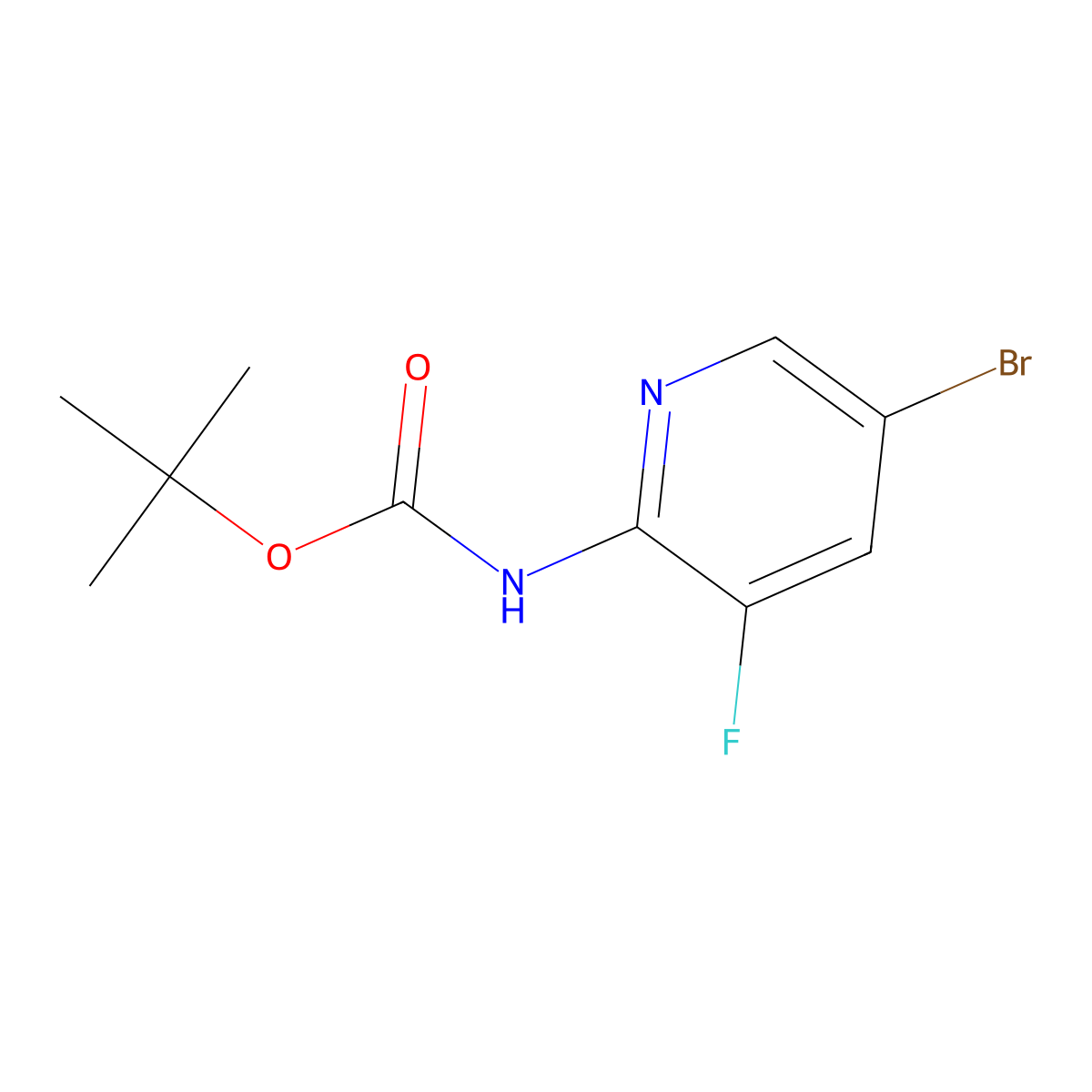 Tert-butyl 5-bromo-3-fluoropyridin-2-ylcarbamate molecular structure, CAS 748812-76-2