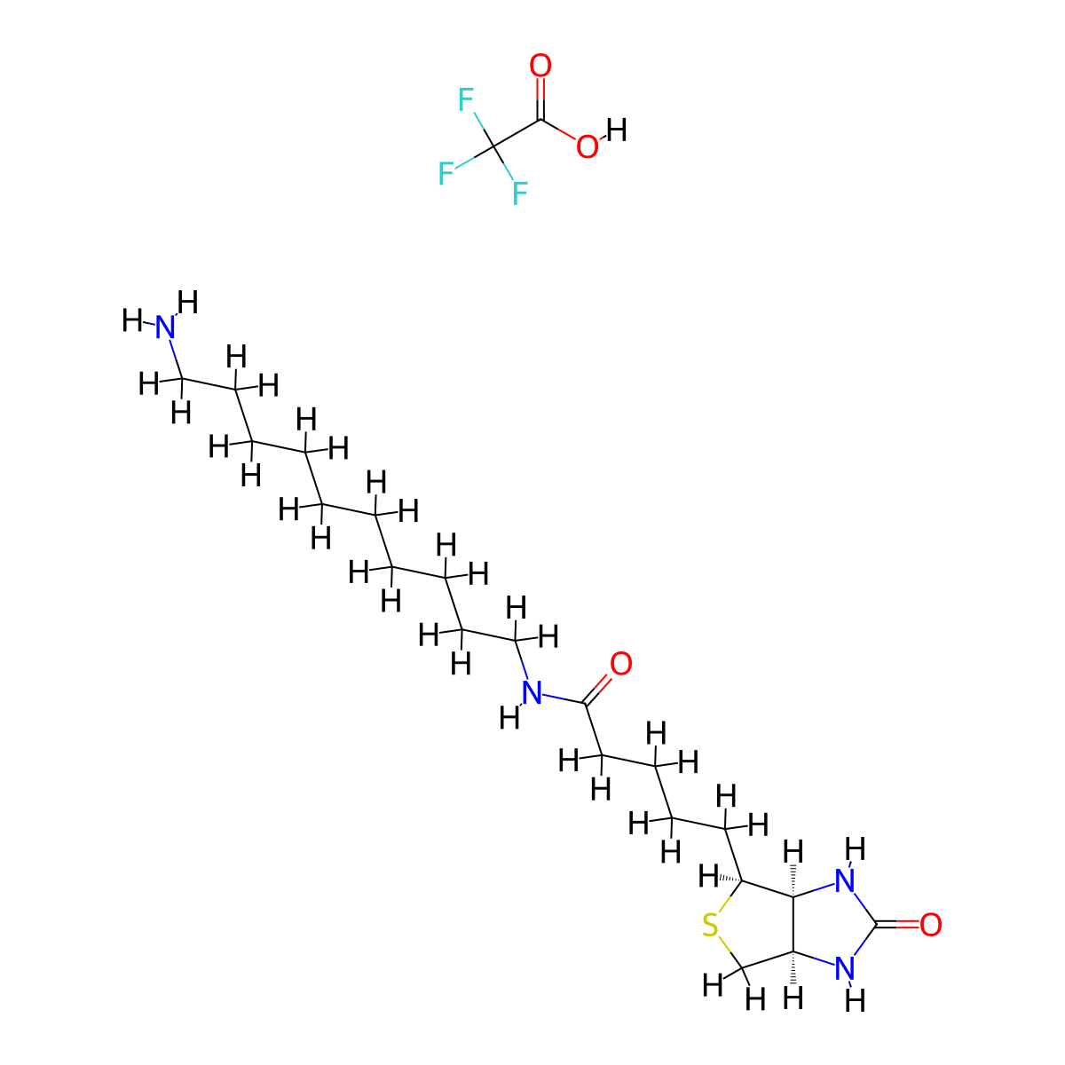 N-(10-Aminodecyl)-5-((3aS,4S,6aR)-2-oxohexahydro-1H-thieno[3,4-d]imidazol-4-yl)pentanamide 2,2,2-trifluoroacetate molecular structure, CAS 748817-16-5