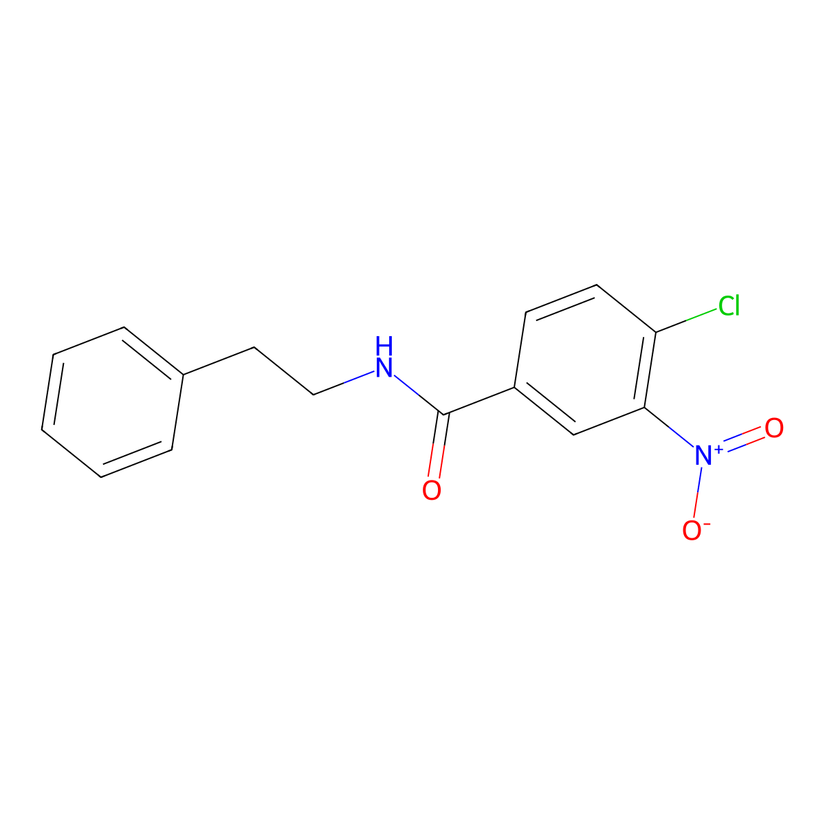 4-chloro-3-nitro-N-(2-phenylethyl)benzamide molecular structure, CAS 74884-61-0