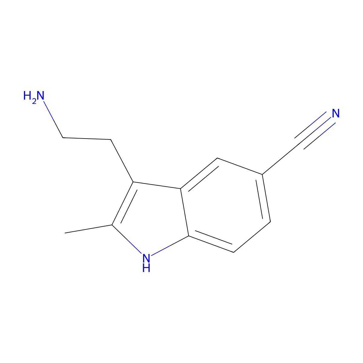 3-(2-aminoethyl)-2-methyl-1H-indole-5-carbonitrile molecular structure, CAS 74885-64-6