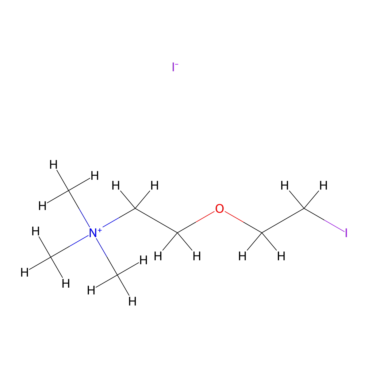 Ammonium, (2-(2-iodoethoxy)ethyl)trimethyl-, iodide molecular structure, CAS 74886-58-1