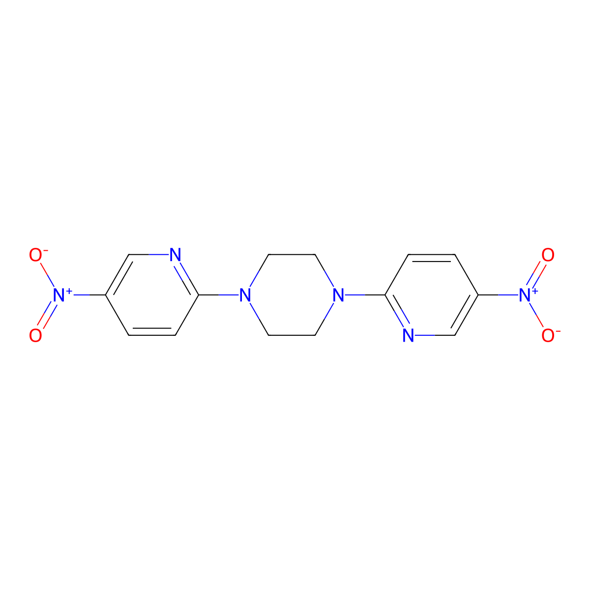 1,4-Bis(5-nitropyridin-2-yl)piperazine molecular structure, CAS 74891-72-8