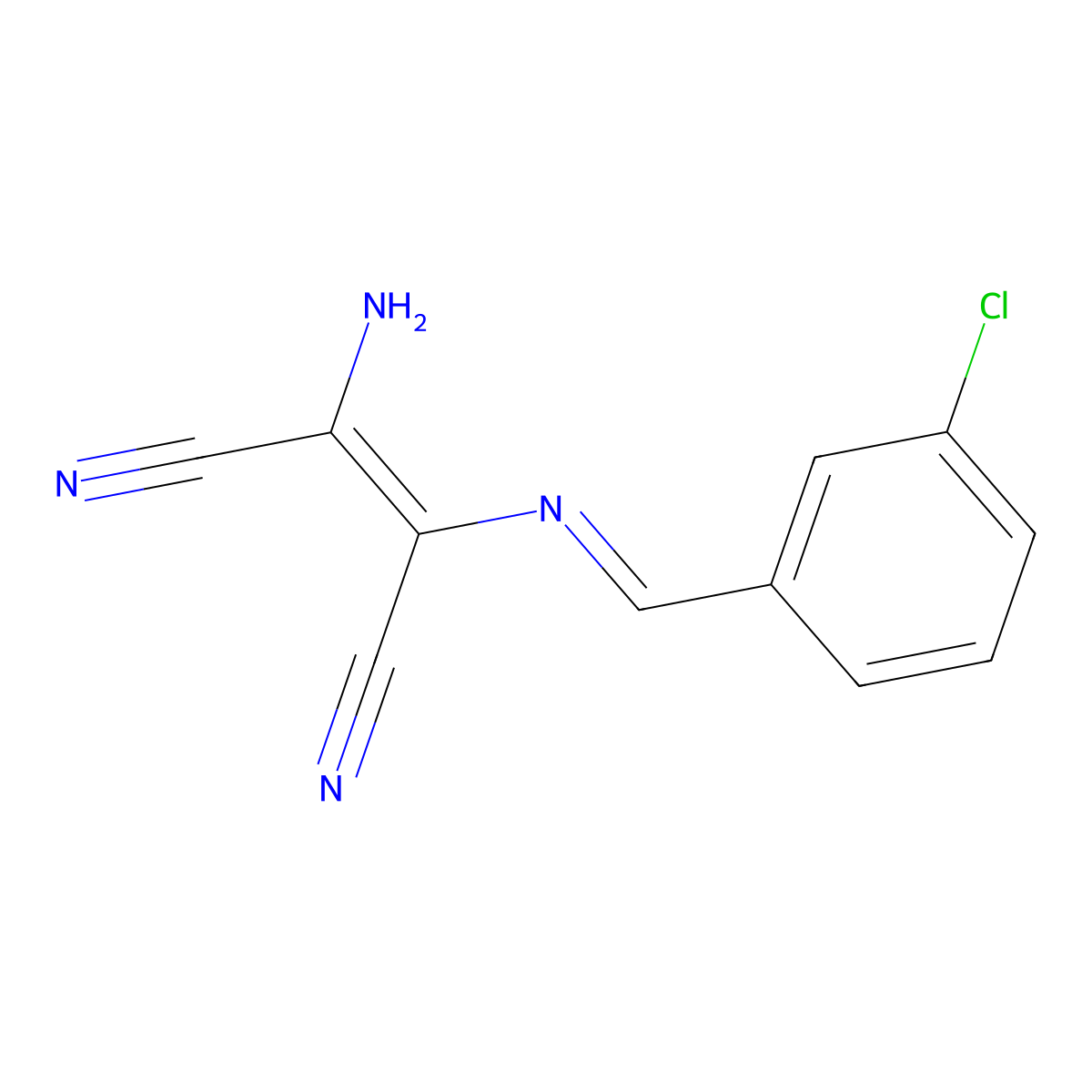 2-Amino-3-[(3-chlorophenyl)methylideneamino]but-2-enedinitrile molecular structure, CAS 74900-58-6