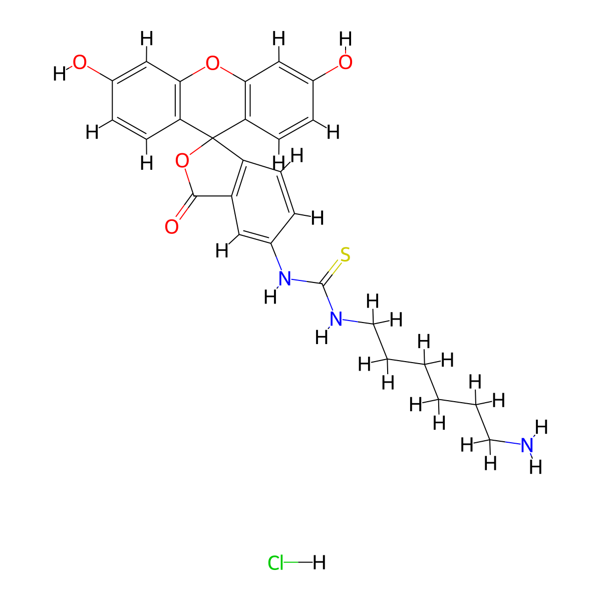 1-(6-Aminohexyl)-3-(fluorescein-5-yl)thiourea HCl molecular structure, CAS 74902-44-6