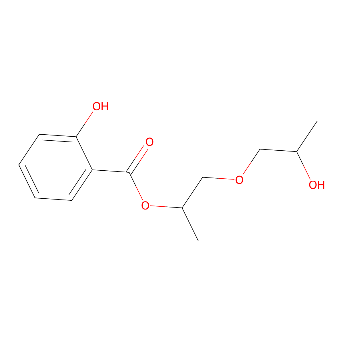 Dipropylene glycol salicylate molecular structure, CAS 7491-14-7