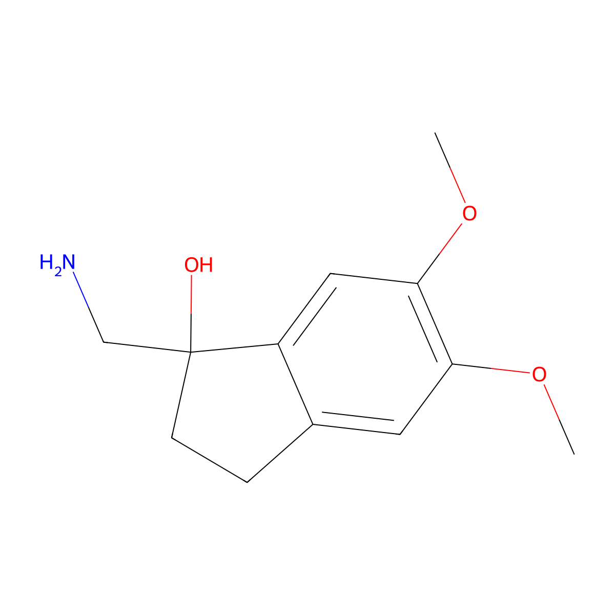 1-(Aminomethyl)-5,6-dimethoxy-2,3-dihydro-1H-inden-1-ol molecular structure, CAS 749163-83-5