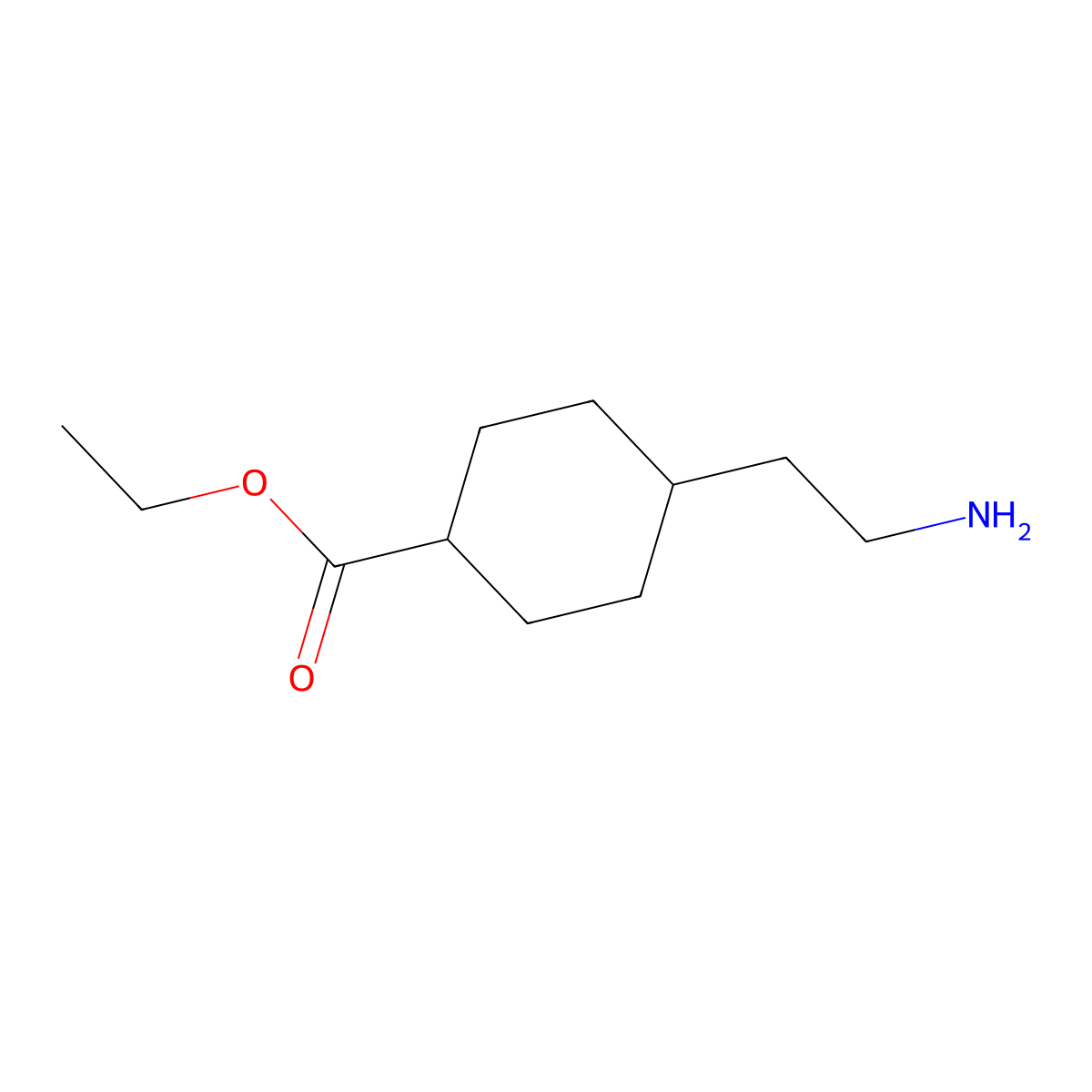 Ethyl 4-(2-aminoethyl)cyclohexane-1-carboxylate molecular structure, CAS 749174-88-7
