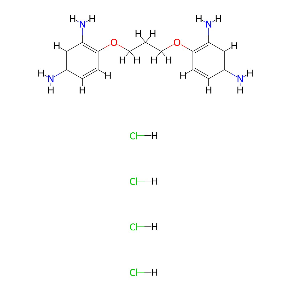 1,3-Bis-(2,4-diaminophenoxy)propane tetrahydrochloride molecular structure, CAS 74918-21-1