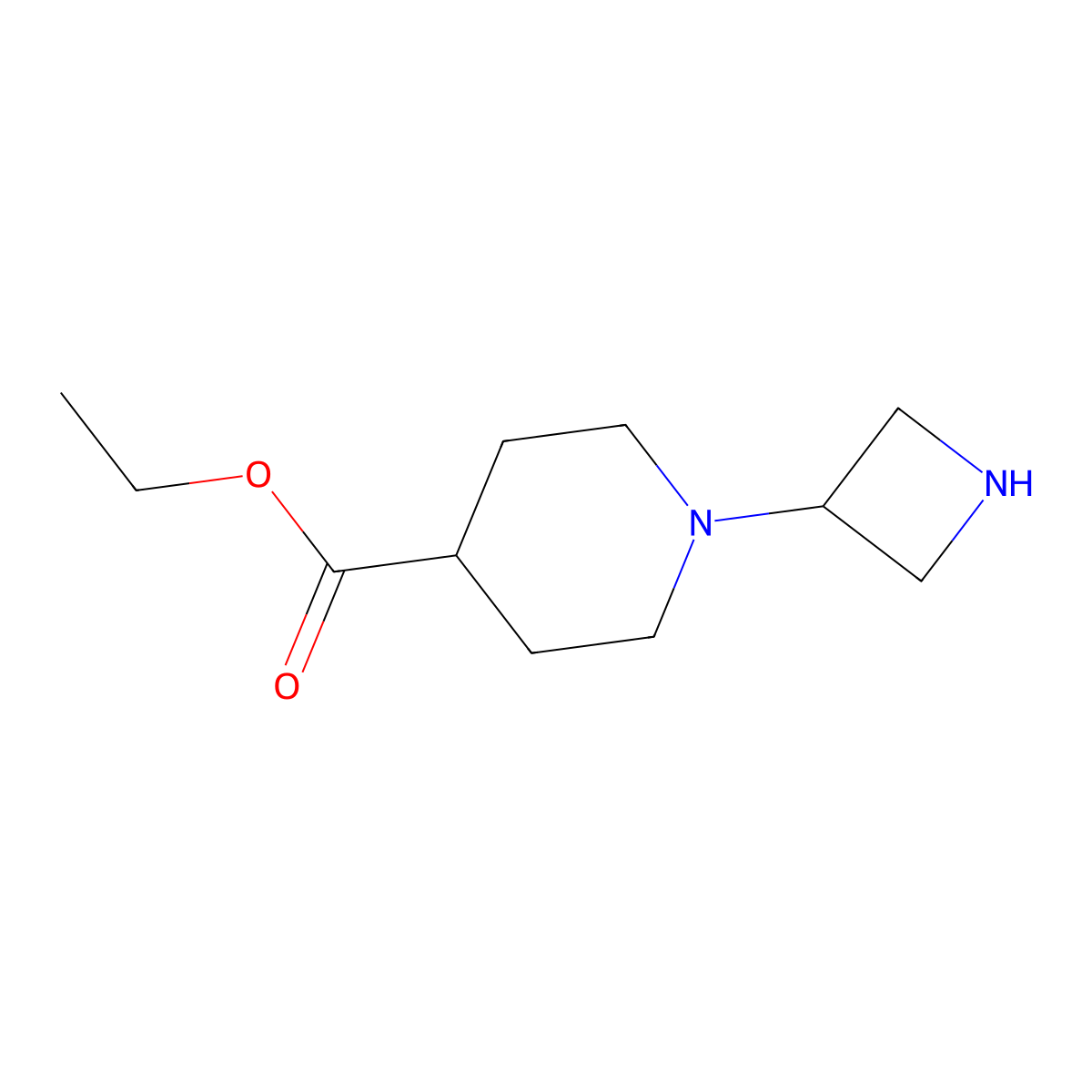 Ethyl 1-(azetidin-3-yl)piperidine-4-carboxylate molecular structure, CAS 749186-68-3