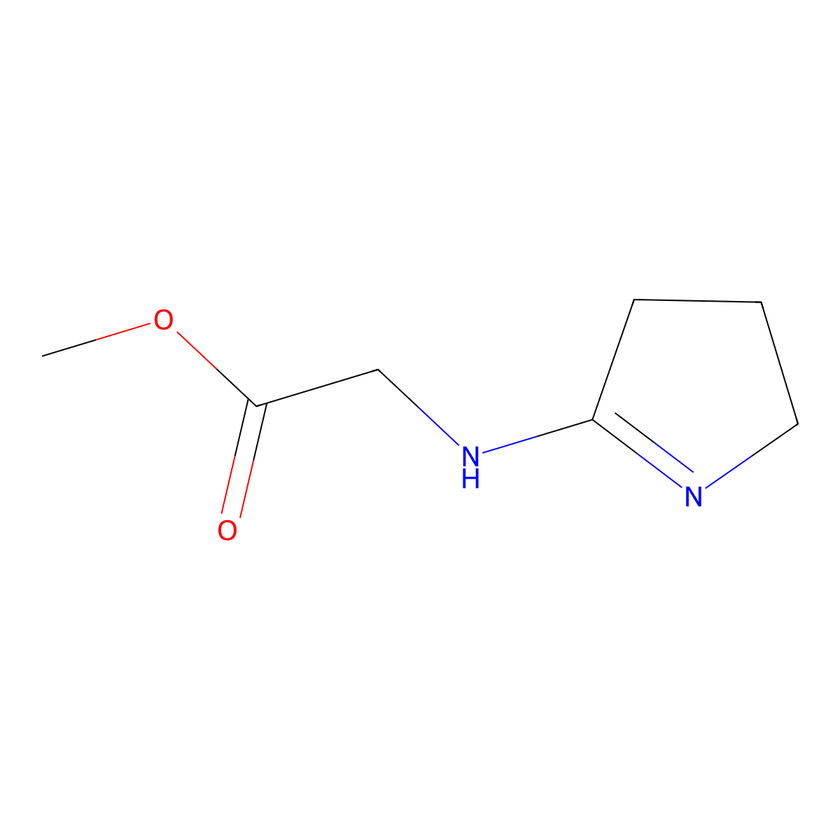 methyl 2-((3,4-dihydro-2H-pyrrol-5-yl)amino)acetate molecular structure, CAS 749187-07-3