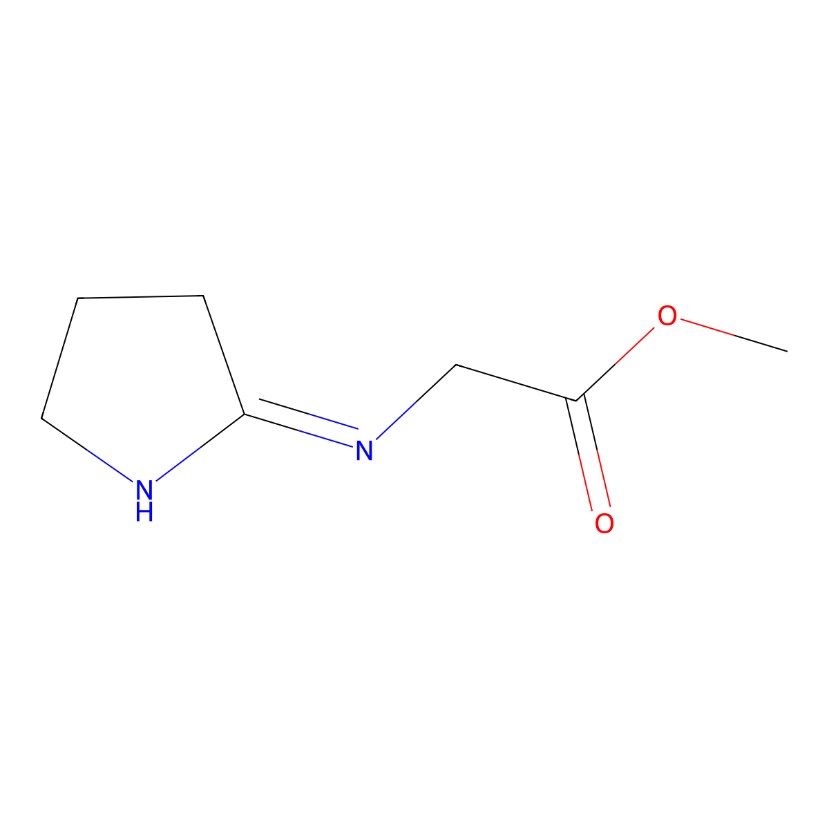 methyl 2-((3,4-dihydro-2H-pyrrol-5-yl)amino)acetate molecular structure, CAS 749187-07-3