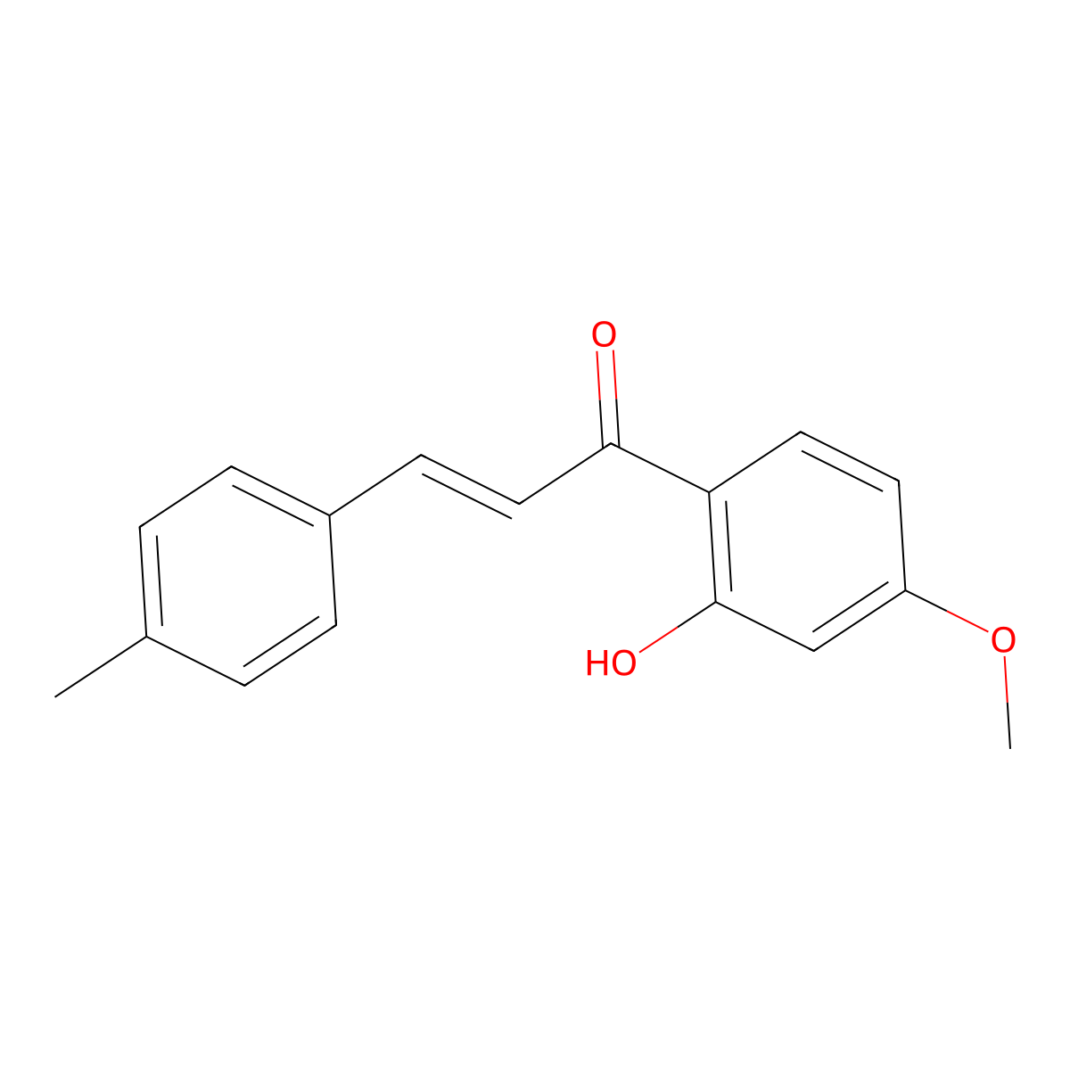 2-Propen-1-one, 1-(2-hydroxy-4-methoxyphenyl)-3-(4-methylphenyl)- molecular structure, CAS 74919-51-0