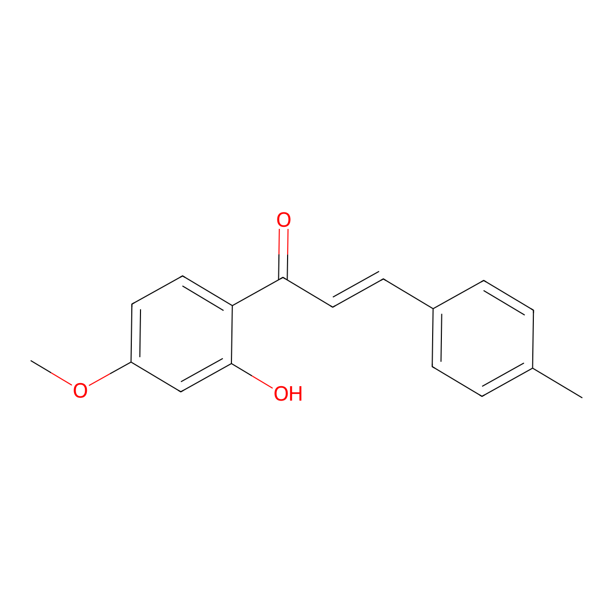 2-Propen-1-one, 1-(2-hydroxy-4-methoxyphenyl)-3-(4-methylphenyl)- molecular structure, CAS 74919-51-0