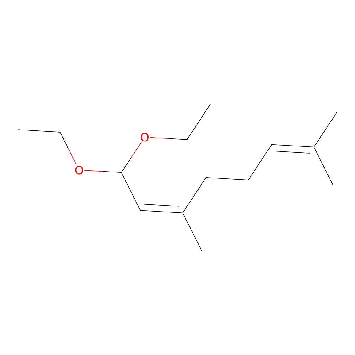 Citral diethyl acetal molecular structure, CAS 7492-66-2