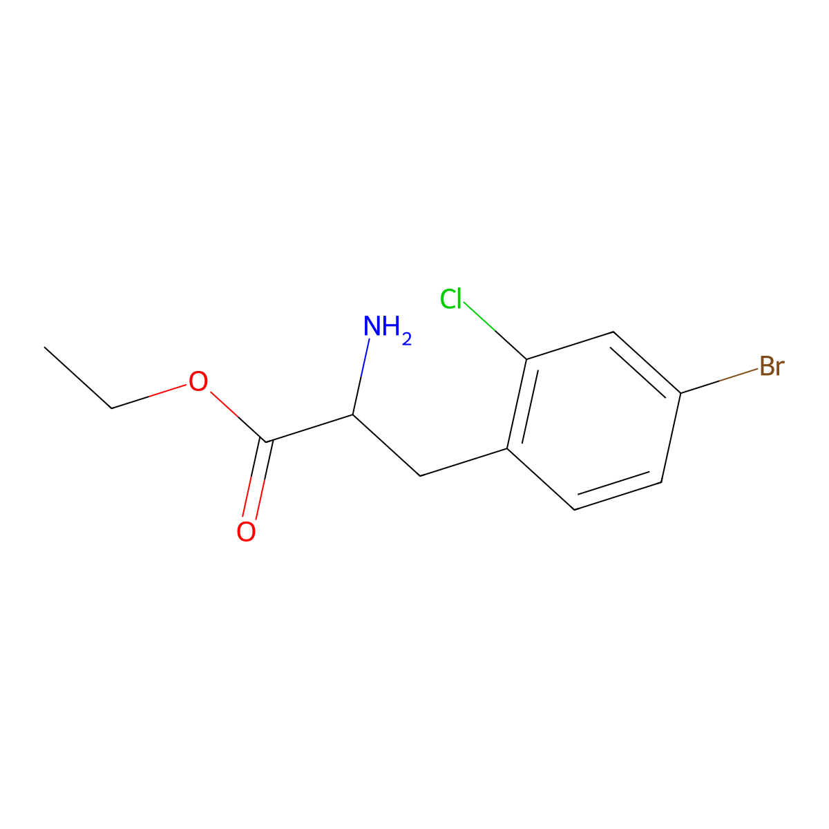 Ethyl 2-amino-3-(4-bromo-2-chlorophenyl)propanoate molecular structure, CAS 749202-04-8