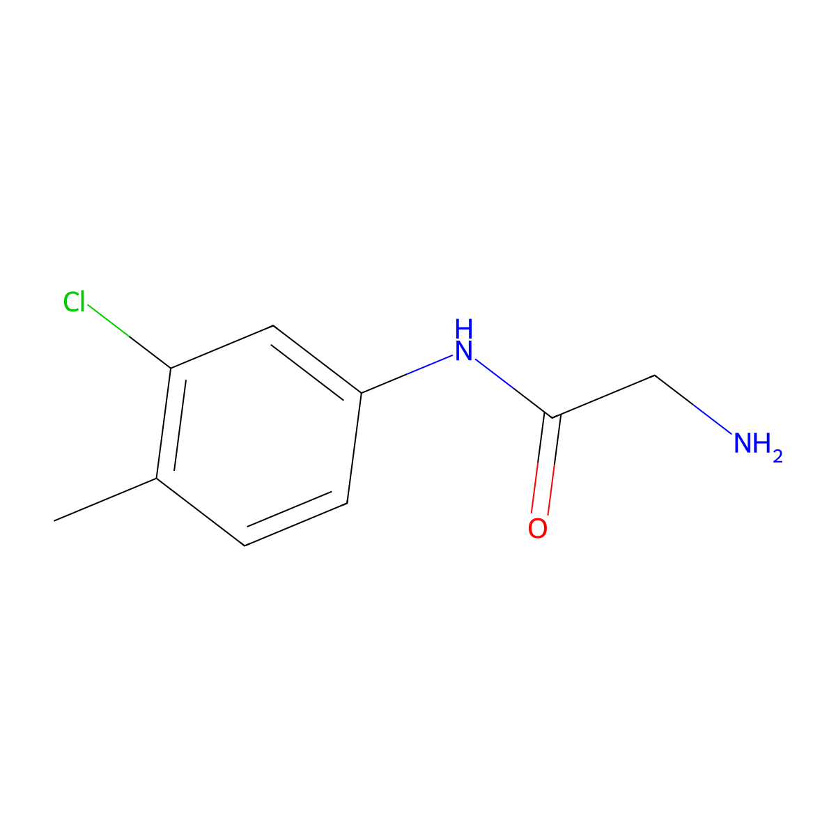 N-(3-chloro-4-methylphenyl)glycinamide molecular structure, CAS 749204-40-8