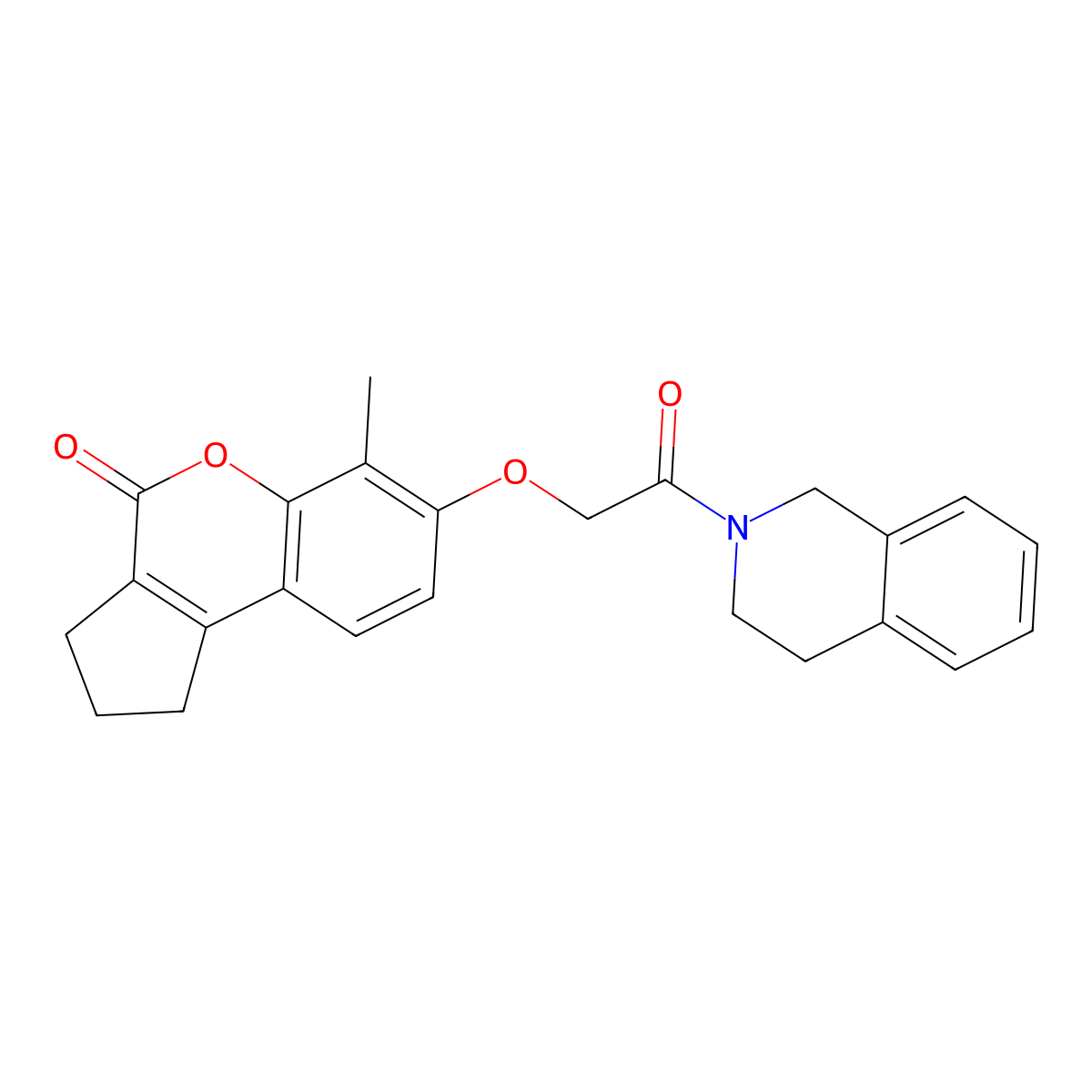 7-[2-(3,4-dihydroisoquinolin-2(1H)-yl)-2-oxoethoxy]-6-methyl-2,3-dihydrocyclopenta[c]chromen-4(1H)-one molecular structure, CAS 749211-24-3