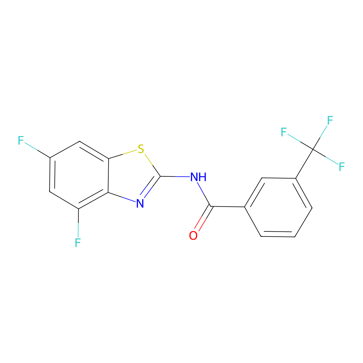 N-(4,6-difluoro-1,3-benzothiazol-2-yl)-3-(trifluoromethyl)benzamide molecular structure, CAS 749212-92-8