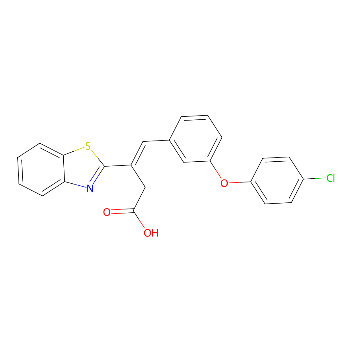 3-Benzothiazol-2-yl-4-[3-(4-chloro-phenoxy)-phenyl]-but-3-enoic acid molecular structure, CAS 749214-71-9