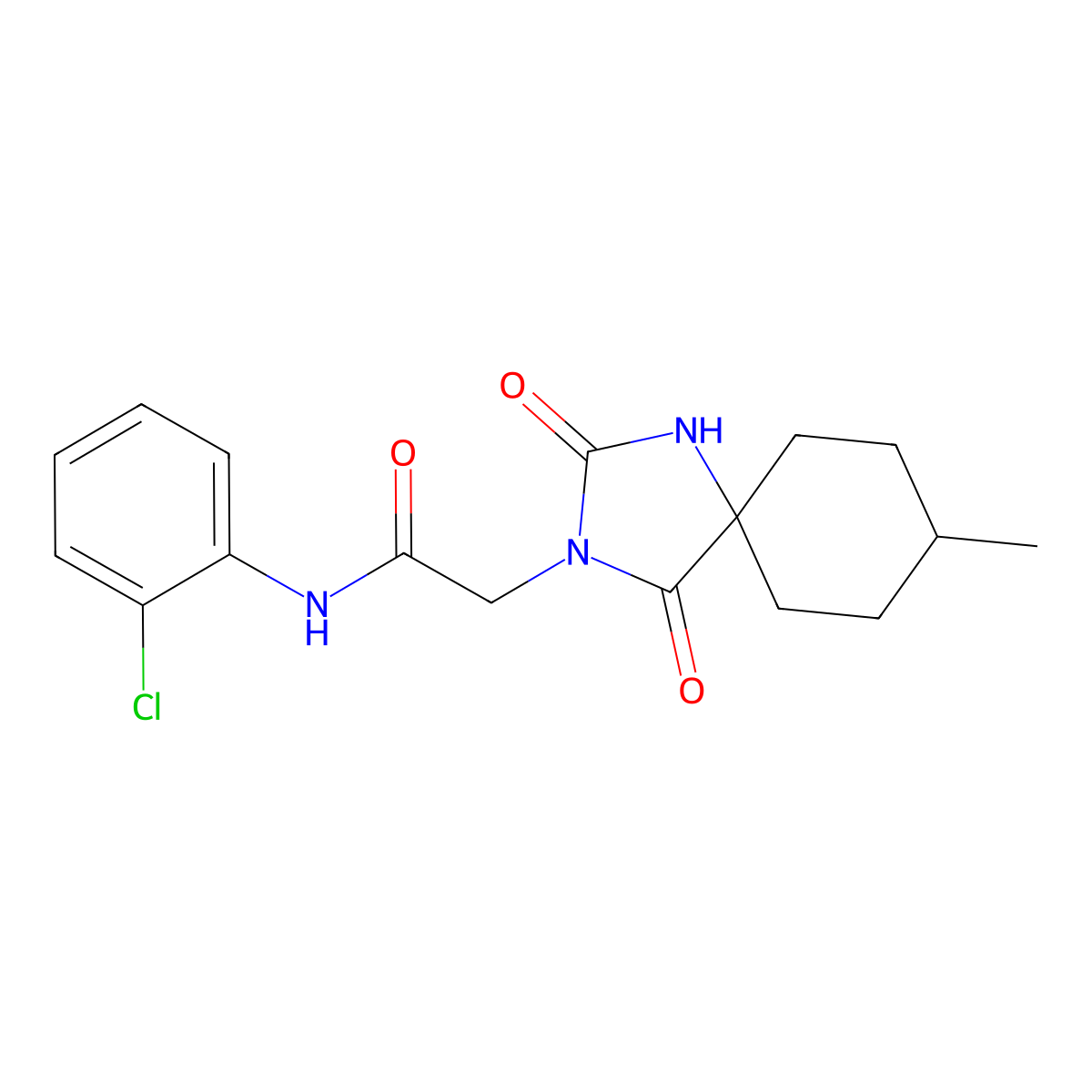 N-(2-chlorophenyl)-2-(8-methyl-2,4-dioxo-1,3-diazaspiro[4.5]decan-3-yl)acetamide molecular structure, CAS 749215-81-4