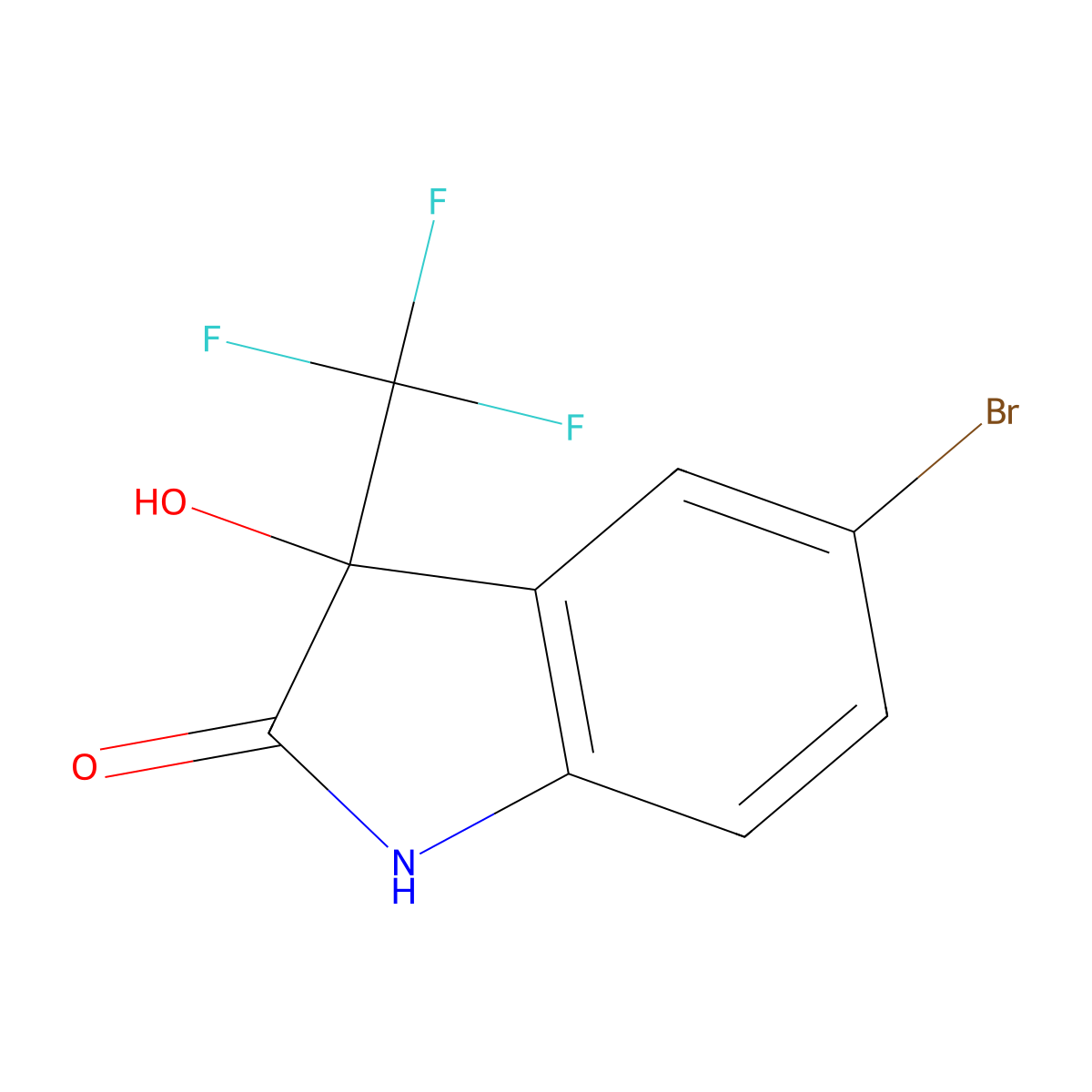 5-bromo-3-hydroxy-3-(trifluoromethyl)-2,3-dihydro-1H-indol-2-one molecular structure, CAS 749218-86-8
