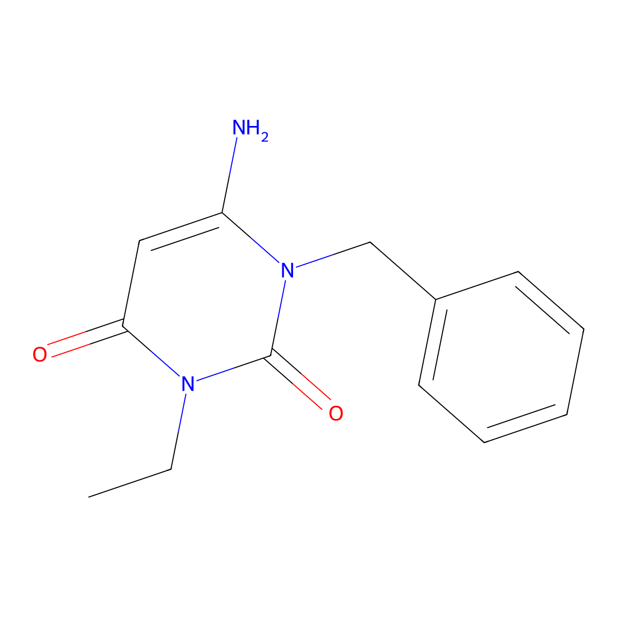 6-Amino-1-benzyl-3-ethyl-1,2,3,4-tetrahydropyrimidine-2,4-dione molecular structure, CAS 749219-03-2