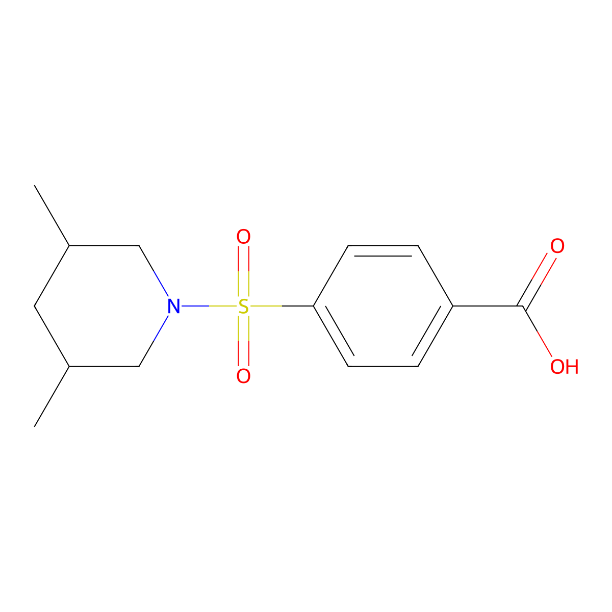 4-[(3,5-Dimethylpiperidin-1-yl)sulfonyl]benzoic acid molecular structure, CAS 749219-29-2