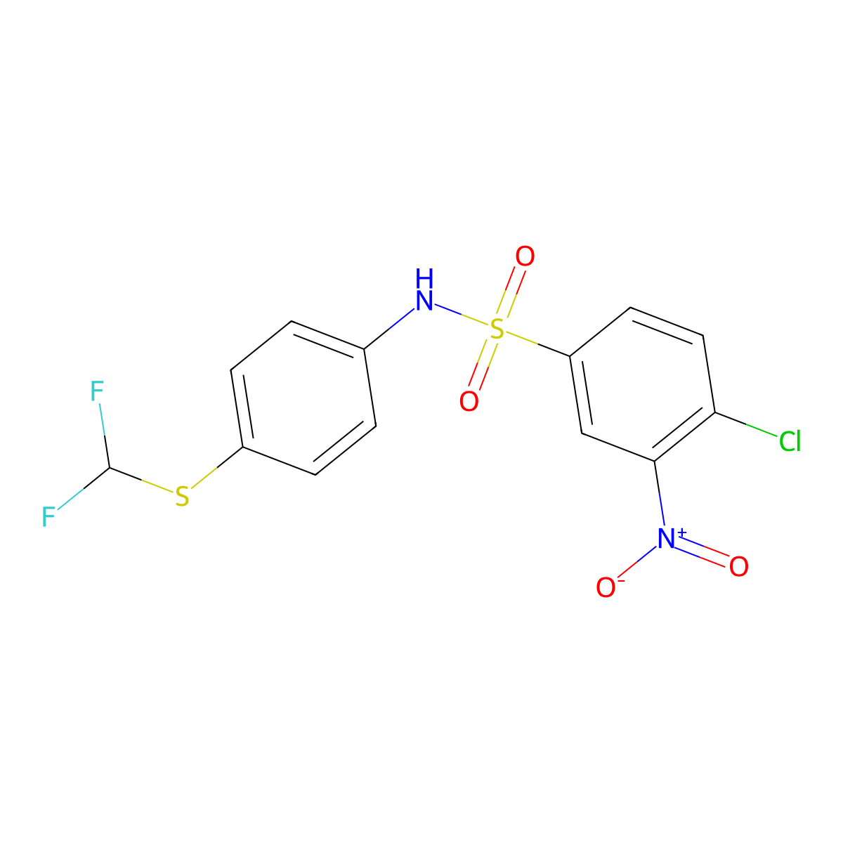 4-chloro-N-{4-[(difluoromethyl)sulfanyl]phenyl}-3-nitrobenzene-1-sulfonamide molecular structure, CAS 749219-30-5