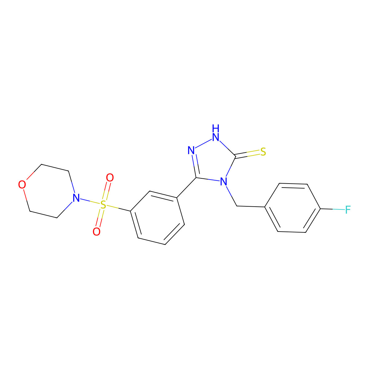 4-[(4-fluorophenyl)methyl]-5-[3-(morpholine-4-sulfonyl)phenyl]-4H-1,2,4-triazole-3-thiol molecular structure, CAS 749219-32-7