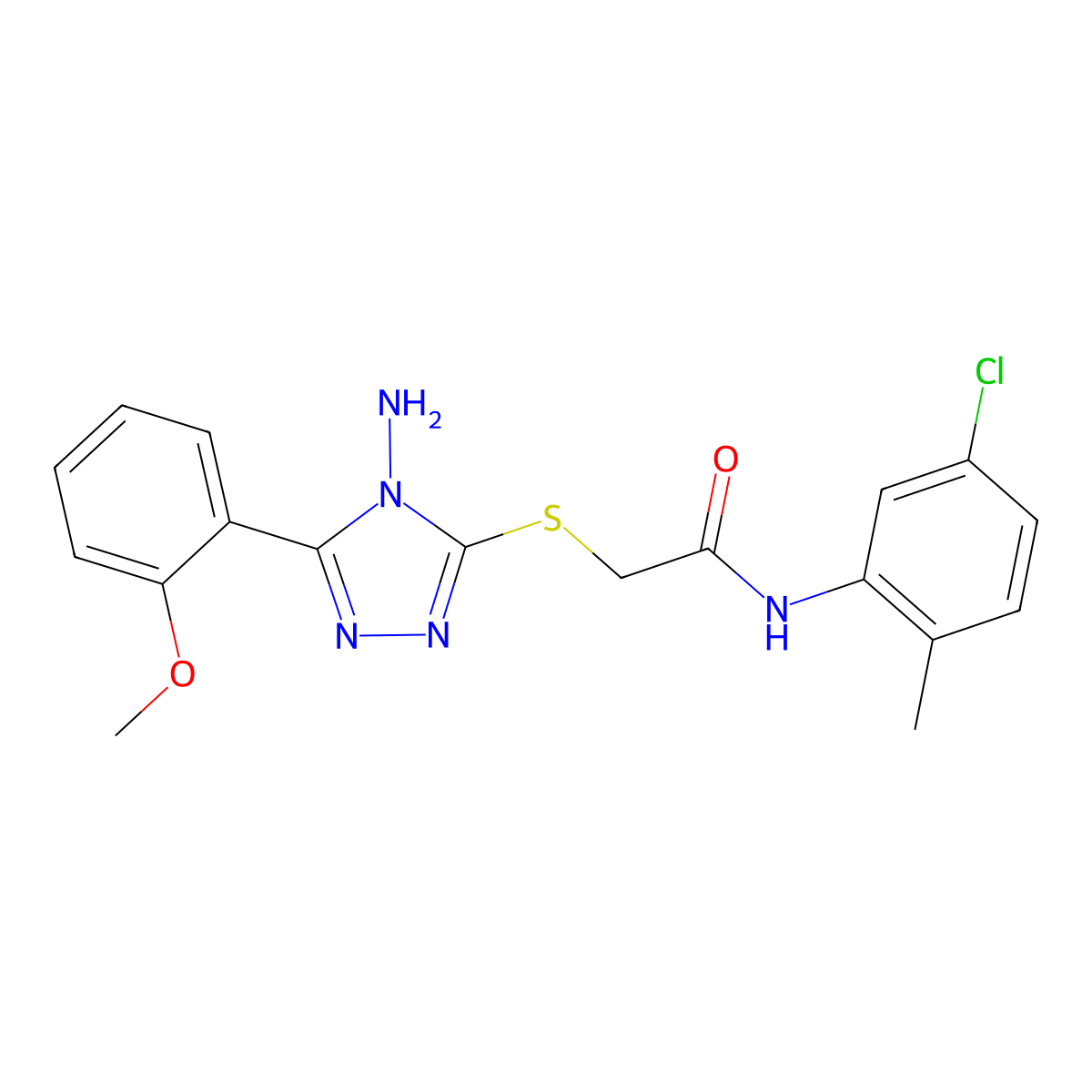 2-[4-amino-5-(2-methoxyphenyl)(1,2,4-triazol-3-ylthio)]-N-(5-chloro-2-methylph enyl)acetamide molecular structure, CAS 749219-73-6