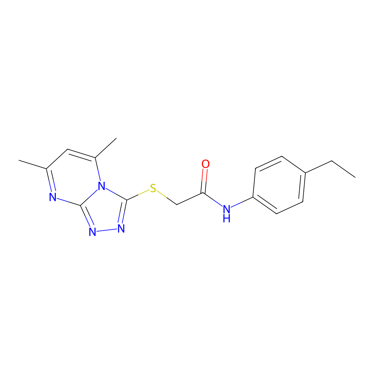 2-[(5,7-dimethyl[1,2,4]triazolo[4,3-a]pyrimidin-3-yl)sulfanyl]-N-(4-ethylphenyl)acetamide molecular structure, CAS 749219-96-3