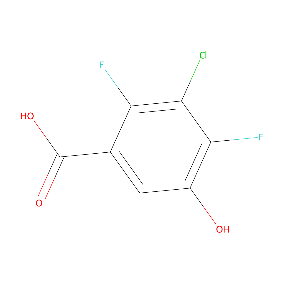 3-Chloro-2,4-difluoro-5-hydroxybenzoic acid molecular structure, CAS 749230-35-1