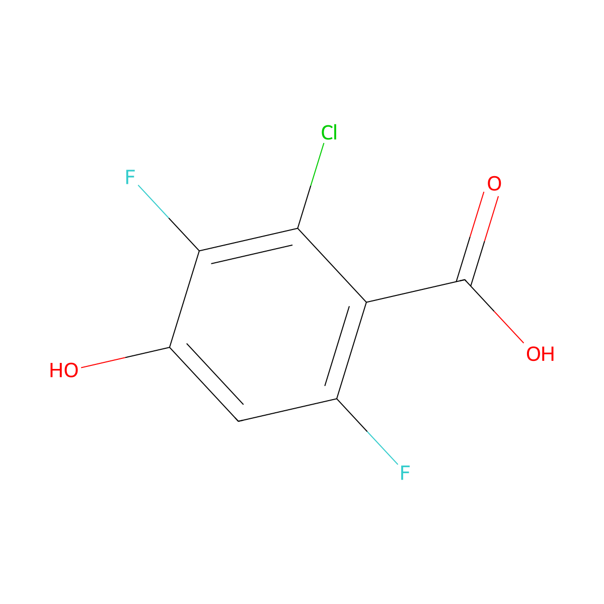 2-Chloro-3,6-difluoro-4-hydroxybenzoic acid molecular structure, CAS 749230-42-0