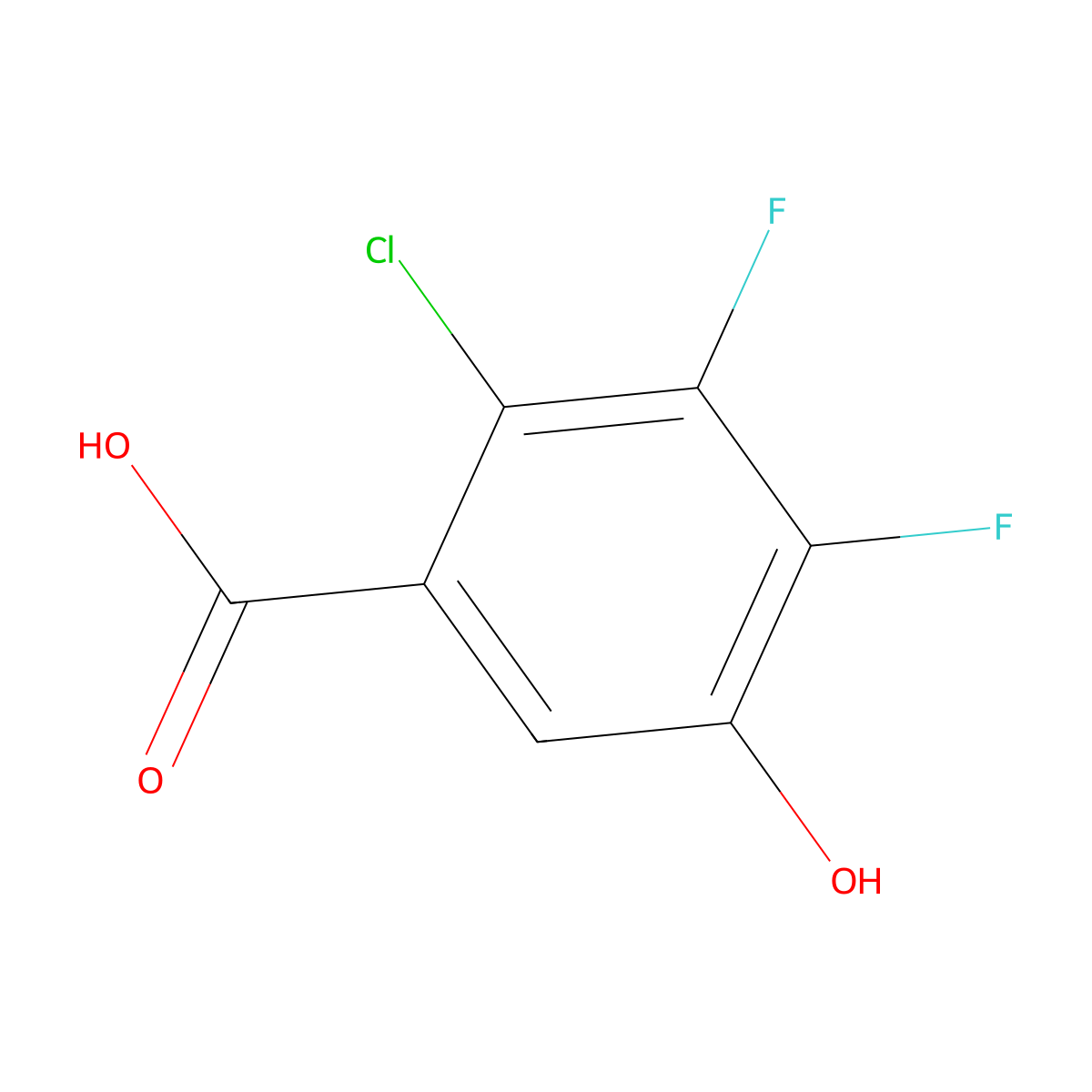 2-Chloro-3,4-difluoro-5-hydroxybenzoic acid molecular structure, CAS 749230-44-2