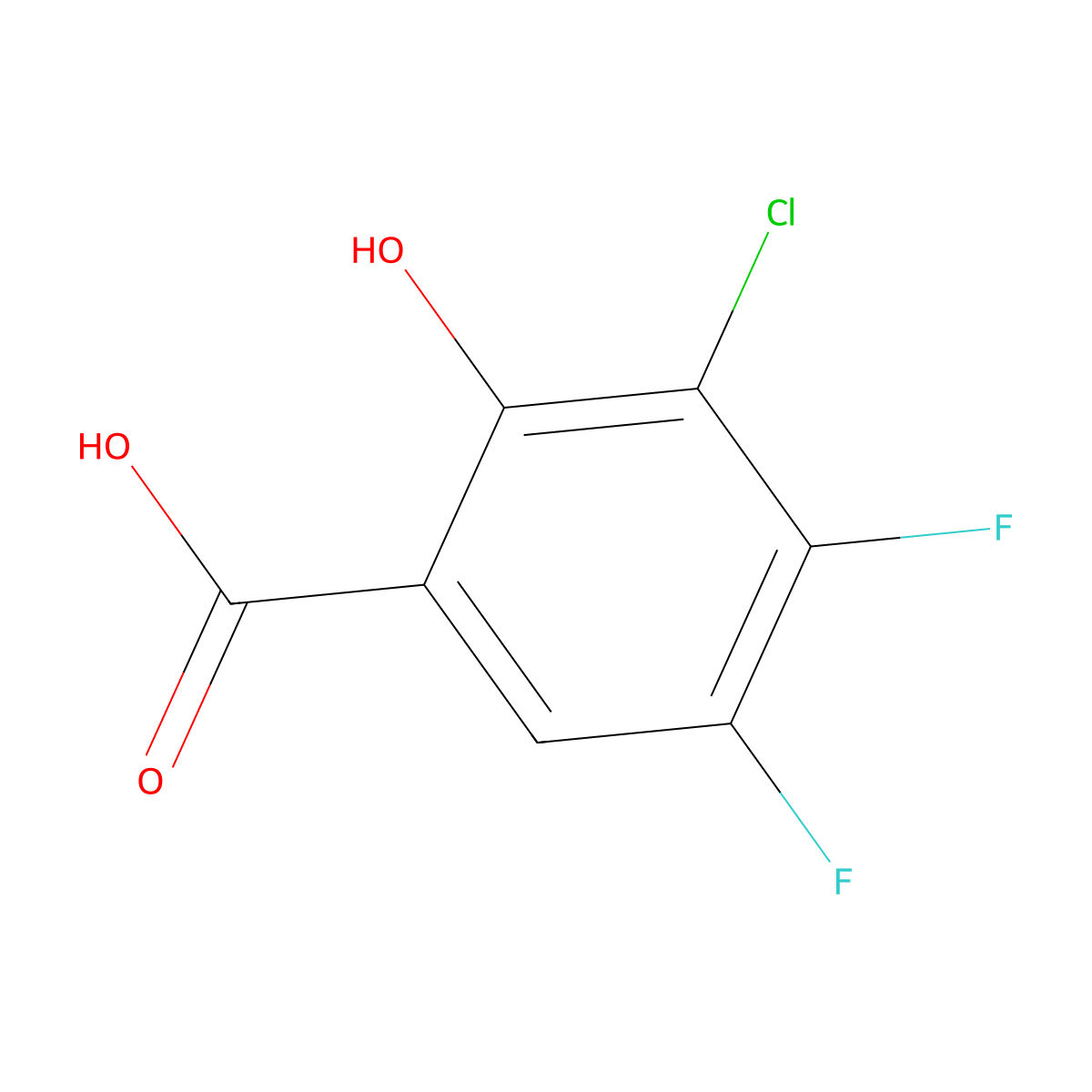 3-Chloro-4,5-difluoro-2-hydroxybenzoic acid molecular structure, CAS 749230-49-7