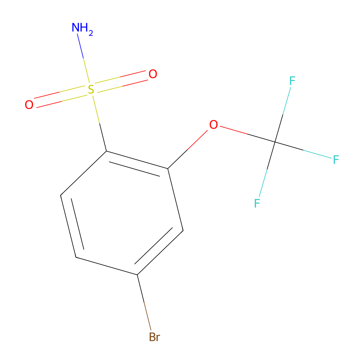 4-Bromo-2-(trifluoromethoxy)benzene-1-sulfonamide molecular structure, CAS 749262-49-5