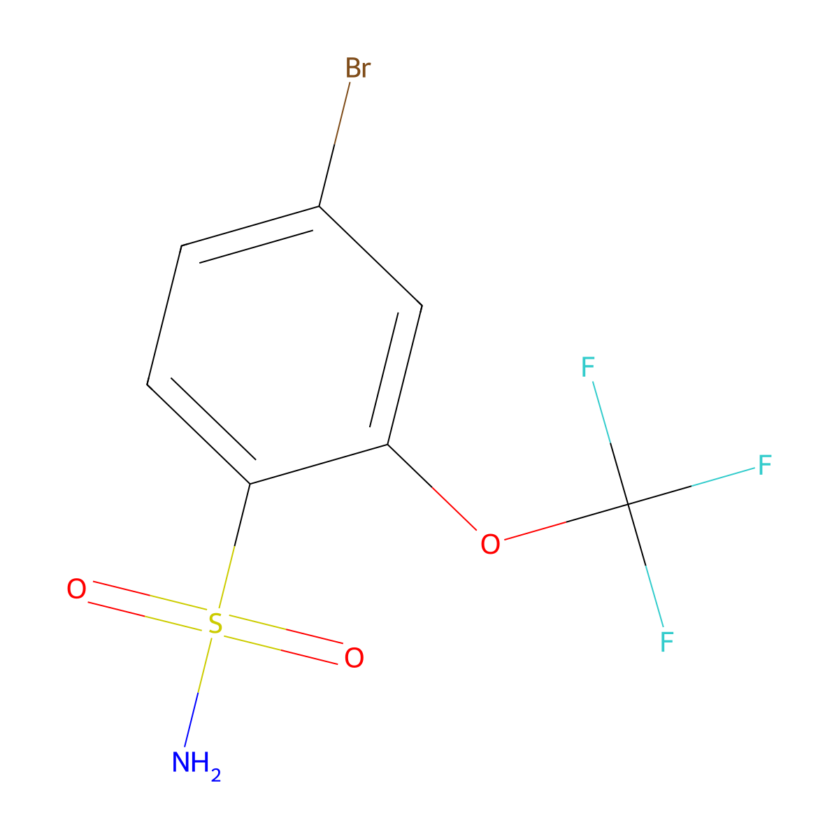 4-Bromo-2-(trifluoromethoxy)benzene-1-sulfonamide molecular structure, CAS 749262-49-5