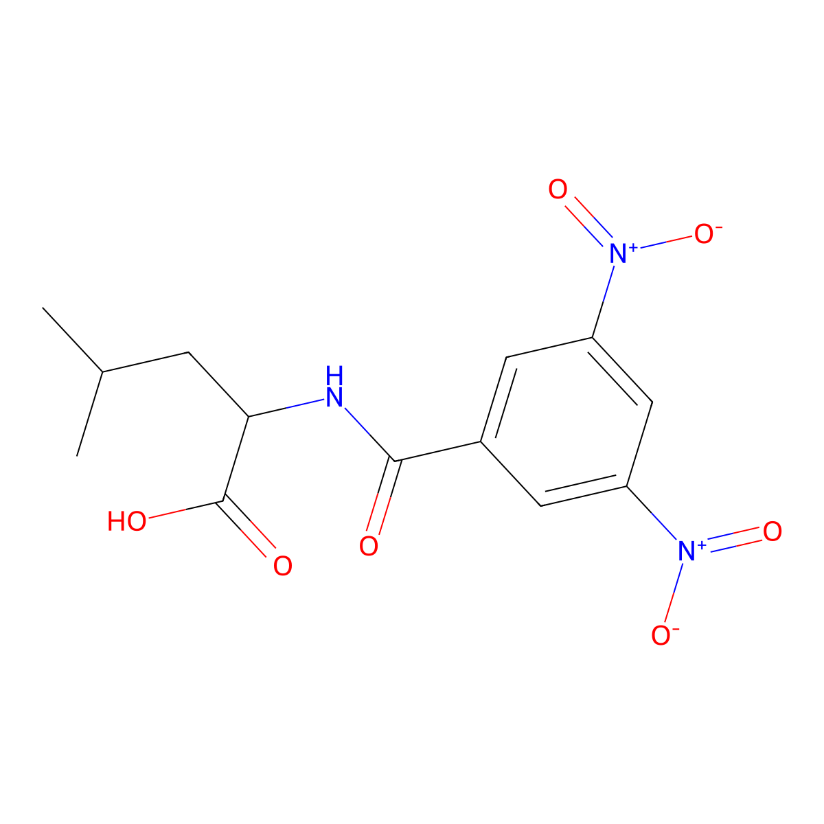 N-(3,5-Dinitrobenzoyl)-DL-leucine molecular structure, CAS 74928-54-4